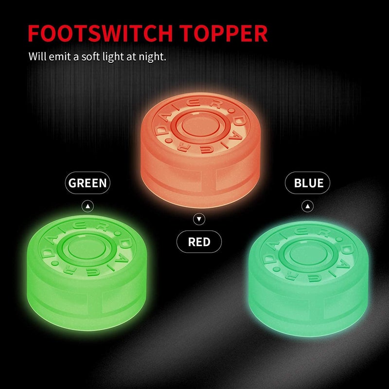 DAIERTEK Footswitch Pedal Buttons Glow in the dark, Guitar Effect Pedal Footswitch Topper 25mm Cap, Stomp Foot Switch Button Cover For 10mm Button Switch Red Green Blue -35pcs - Image 3